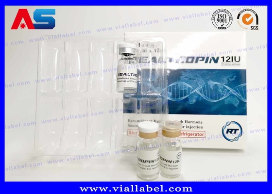 Diseño Farmacéutico Impresión Somatropina Hcg 2 ml Vial Caja de embalaje con etiqueta caja de embalaje de papel de culturismo