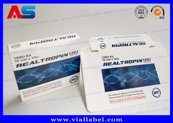 Diseño Farmacéutico Impresión Somatropina Hcg 2 ml Vial Caja de embalaje con etiqueta caja de embalaje de papel de culturismo
