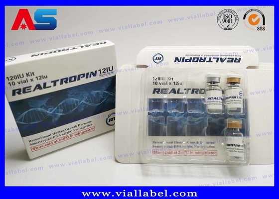 2ml / 3mL / 5mL / 10mL Embalaje Hcg Cartón de papel Etiqueta y ampolla de plástico hecho a medida