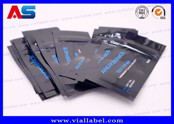 Bolsa de papel de aluminio de impresión negra para un vial de 10 ml de prueba de androgénicos Cyp 10 ml botella