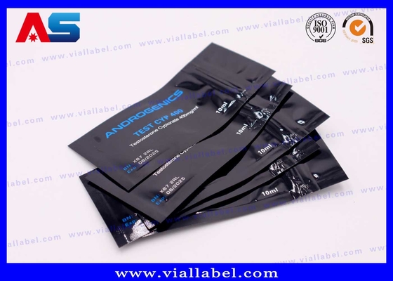 Bolsa de papel de aluminio de impresión negra para un vial de 10 ml de prueba de androgénicos Cyp 10 ml botella