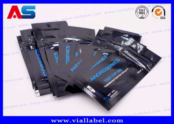 Bolsa de papel de aluminio de impresión negra para un vial de 10 ml de prueba de androgénicos Cyp 10 ml botella