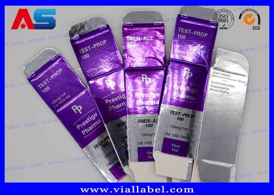 Cajas de embalaje de vial de 10 ml personalizadas con impresión en papel plateado metálico para envases farmacéuticos