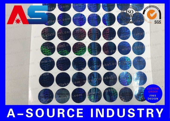 Adhesivas holográficas personalizadas azules con códigos de seguridad y número de serie