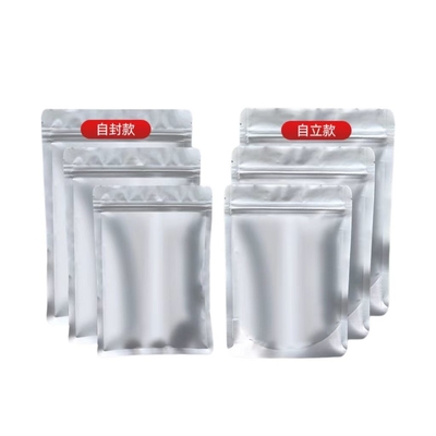 Bolsa de papel de aluminio MOQ 100pcs Bolsa de cerradura de cerradura de aluminio de plata para 50 tabletas