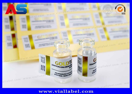 Etiquetas de vial de 10 ml de papel de oro Embalaje de botella Impreso Impermeable Adhesivo fuerte Etiqueta de 10 ml