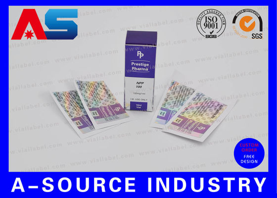 Holograma adhesivos etiqueta y caja con nombre de la nueva empresa personalizada adecuado para el péptido 2 ml / 3 ml botellas
