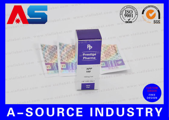 Holograma adhesivos etiqueta y caja con nombre de la nueva empresa personalizada adecuado para el péptido 2 ml / 3 ml botellas
