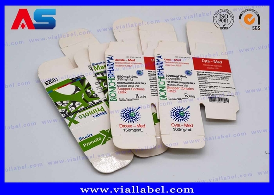 Bio Pharma 10 ml Vial Caja para aceites inyectables Botellas de vidrio Embalaje Personalizado Diseño gratuito Envío seguro