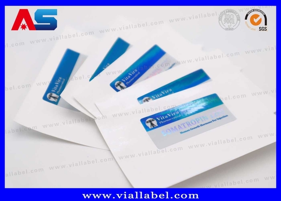 Botella pequeña Hcg Adhesivo Etiqueta del vial de 2 ml Color azul metálico Uso farmacéutico