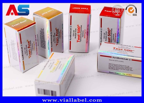 Almacenamiento de cartón impreso Cajas de vial de 10 ml con tapas Geles de culturismo Fuel de oro Embalaje Fuel de oro / efecto holograma