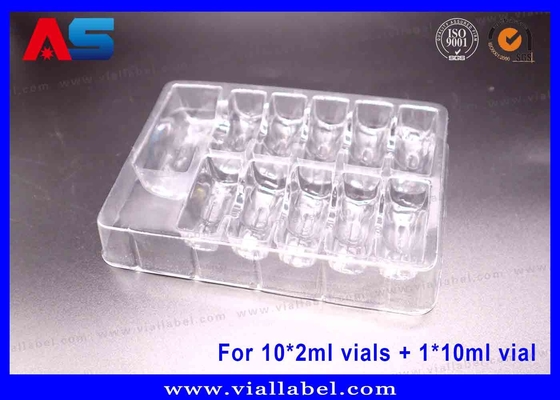 Envasado con ampollas PET transparentes para 10 viales de 2 ml + 1 vialar de 10 ml
