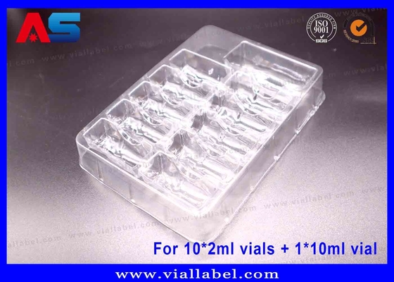 Envasado con ampollas PET transparentes para 10 viales de 2 ml + 1 vialar de 10 ml