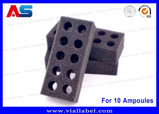 Envases de ampollas de espuma de EVA negro Solución de almacenamiento seguro de 10x1 ml para uso médico y de laboratorio
