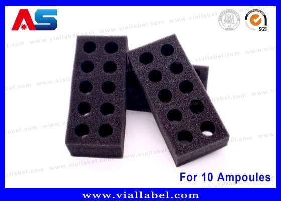 Envases de ampollas de espuma de EVA negro Solución de almacenamiento seguro de 10x1 ml para uso médico y de laboratorio
