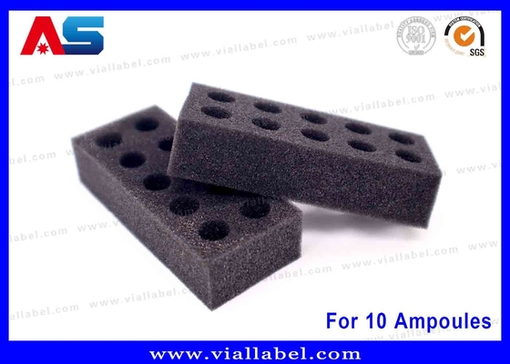 Listo para el envío: Almacenamiento de espuma de EVA Negro para 10 Ampulas Solución de almacenamiento seguro para el paquete de péptidos