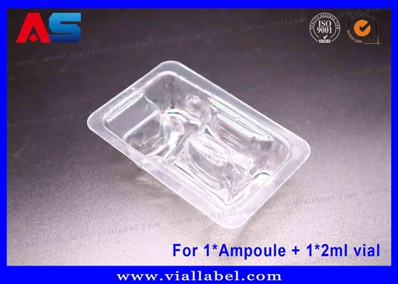 Envases con ampollas de PET transparentes Embalaje seguro de doble cámara para ampolla de 1 ml y vial de 2 ml Certificado ISO, experiencia de exportación de más de 12 años