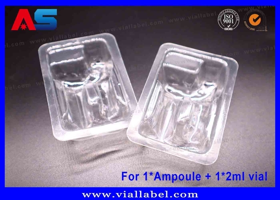 Envases con ampollas de PET transparentes Embalaje seguro de doble cámara para ampolla de 1 ml y vial de 2 ml Certificado ISO, experiencia de exportación de más de 12 años