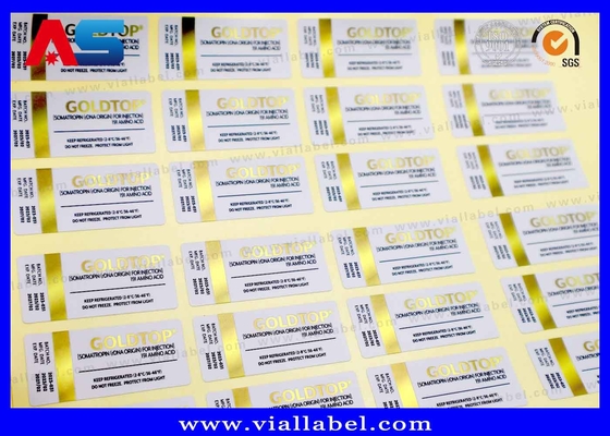 Adhesivos fuertes para vial de 10 ml Adhesivos para vial de 10 ml Impresión en papel de oro para inyección Péptidos liofilizados