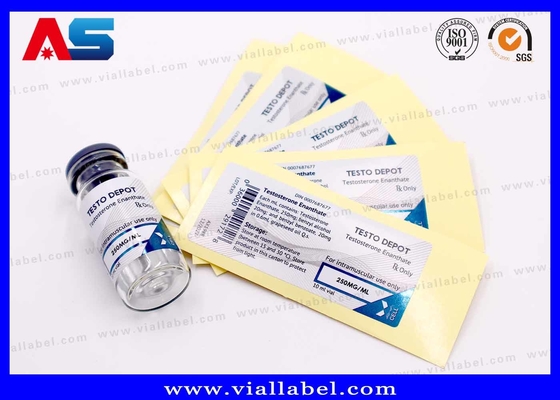 10 ml de etiquetas para usar en los viales de inyección estériles, pegatinas personalizadas con colores metálicos.