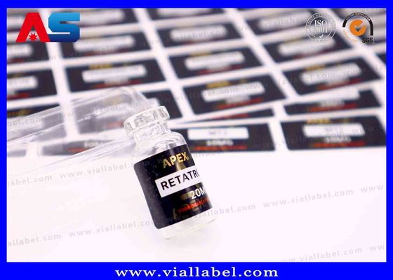 Etiqueta de botella pequeña de película de perla blanca para pegatinas de aceites inyectables, impresión de pegatinas de viales de HCG con logotipo personalizado