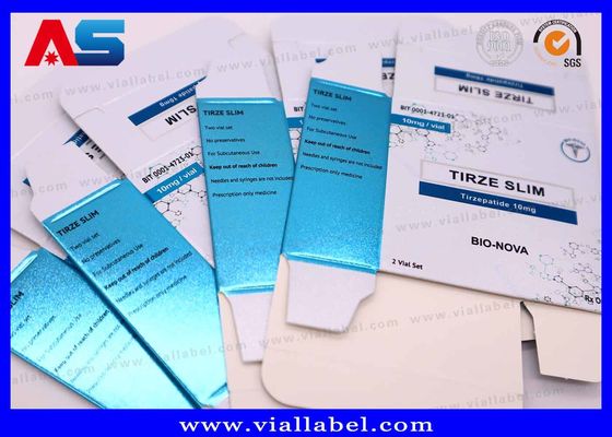 Bandejas de etiquetas para cajas de papel de péptidos farmacéuticos con colores metálicos mate UV para 2 botellas de 2 ml