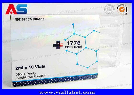 Caja pequeña láser holográfica BPC, Caja farmacéutica para 2 botellas de 3 ml con impresión