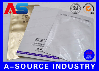 Embalaje de pastillas Bolsas de papel de aluminio de cierre de cremallera Bolsas de papel de aluminio laminado brillante Tamaño personalizado