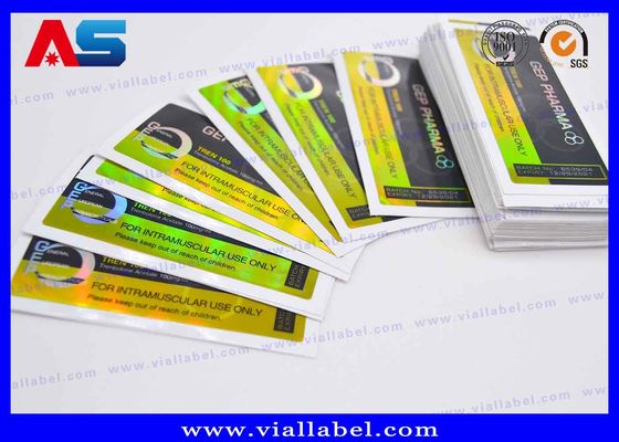 Para el vial Boldenene Undecylenate 10ml Adhesivos Holográficos Personalizados Adhesivos fuertes Etiquetas del vial de 10ml con efecto láser Holográfico Tamaño personalizado
