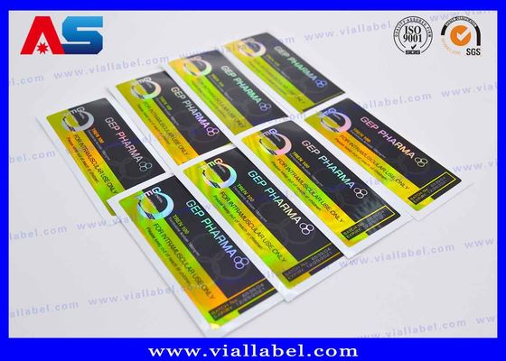 Étiquetas de vial de 10 ml adhesivas fuertes PET Película láser CMYK Impresión para etiquetas de vial de vidrio de farmacia