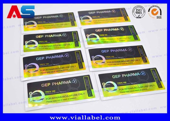 Étiquetas de vial de 10 ml adhesivas fuertes PET Película láser CMYK Impresión para etiquetas de vial de vidrio de farmacia