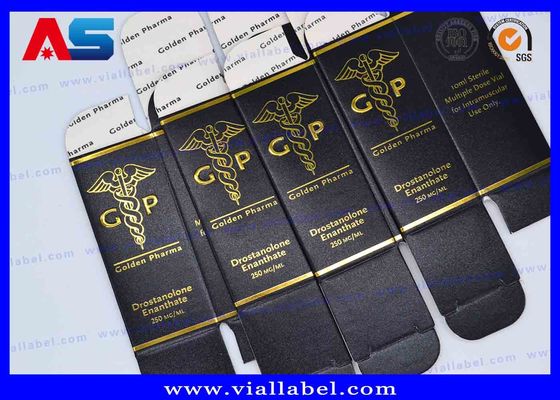 Cajas de botellas MK Pharmaceutical de 10 ml con logotipo grabado en papel de oro Cajas para viales pequeños