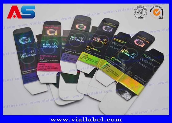 Caja de embalaje de holograma plegable para frascos de vidrio de péptidos 2 ml 10 ml 20 ml 30 ml frascos para constructores de cuerpo