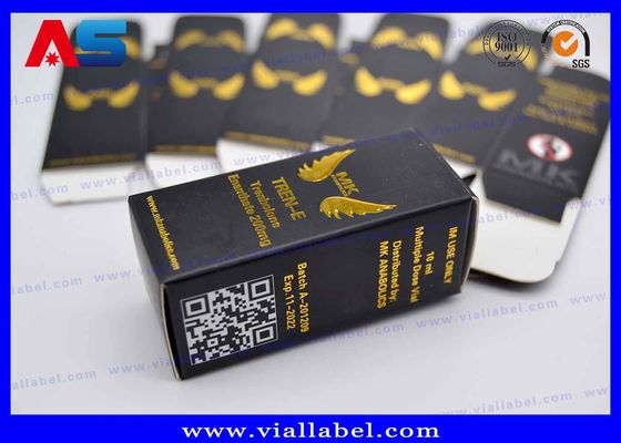 Cajas de botellas MK Pharmaceutical de 10 ml con logotipo grabado en papel de oro Cajas para viales pequeños