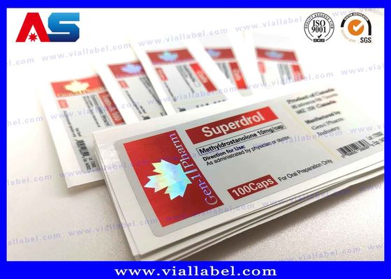 Etiquetas de encargo de la botella de Vial Labels del péptido de cristal imprimible adhesivo fuerte de la prenda impermeable