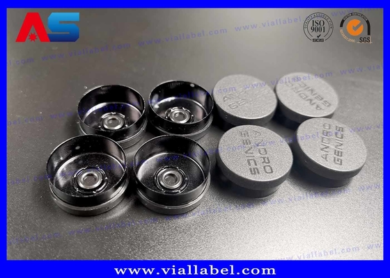 Polipropileno vial de medicina púrpura tapas de recortador, tapas de botella de aluminio sellos 32 mm galvanizado negro