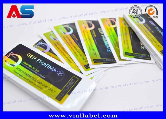 Étiquetas de vial de 10 ml adhesivas fuertes PET Película láser CMYK Impresión para etiquetas de vial de vidrio de farmacia