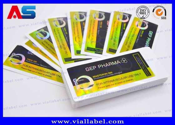 Etiquetas de botellas de péptidos de oro / plata 5ml Impresión de etiquetas de botellas de péptidos de oro / plata Fabricante de etiquetas de vial de laminación para productos farmacéuticos