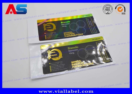 Étiquetas de vial de 10 ml adhesivas fuertes PET Película láser CMYK Impresión para etiquetas de vial de vidrio de farmacia