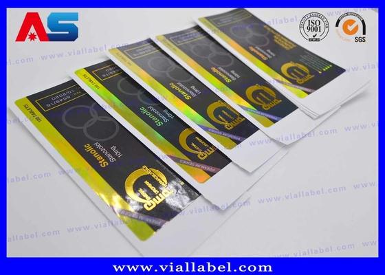 Étiquetas de vial de 10 ml adhesivas fuertes PET Película láser CMYK Impresión para etiquetas de vial de vidrio de farmacia