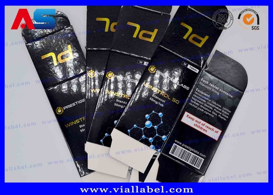 Almacenamiento de medicamentos Cajas de vial de 10 ml culturismo cartón Impresión con láser holográmica con etiqueta adhesiva Cajas de papel enantato