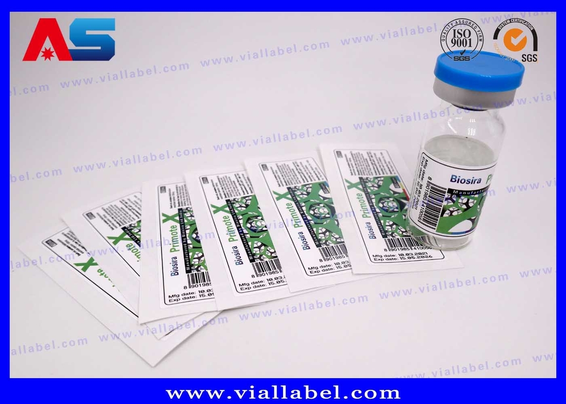 CMYK Película de Perla Blanca 10 ml Etiqueta del Vial Para botellas inyectables etiquetas personalizadas de botellas de 10 ml