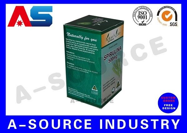Caja de embalaje de cápsulas con acabado brillante Caja de embalaje farmacéutico / Caja de papel medicinal para el frasco de píldoras