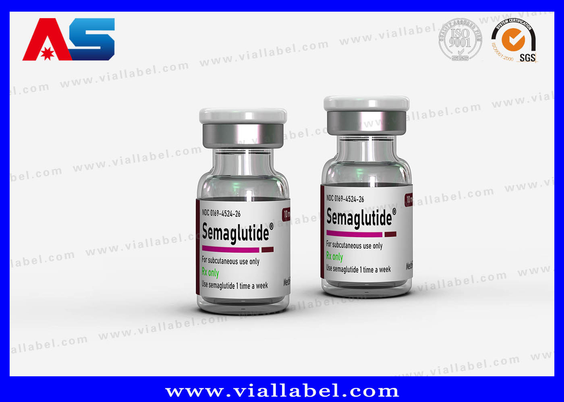 Semaglutida 2 ml etiqueta adhesiva de botella pequeña personalizada con mancha UV con barniz / sello caliente / papel
