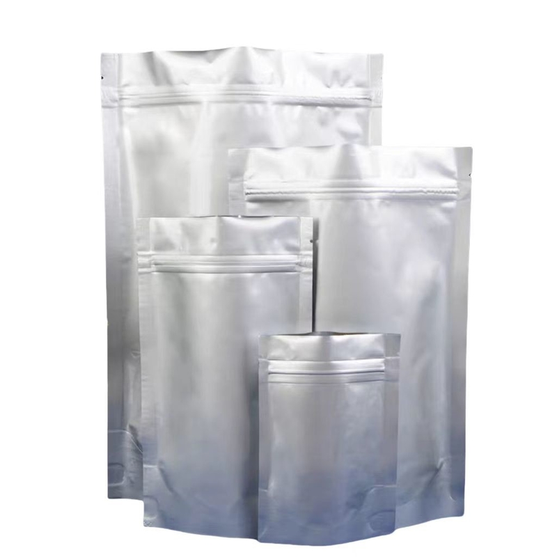 Bolsa de papel de aluminio MOQ 100pcs Bolsa de cerradura de cerradura de aluminio de plata para 50 tabletas