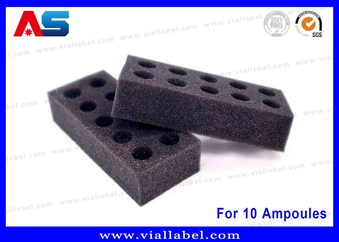 Listo para el envío: Almacenamiento de espuma de EVA Negro para 10 Ampulas Solución de almacenamiento seguro para el paquete de péptidos