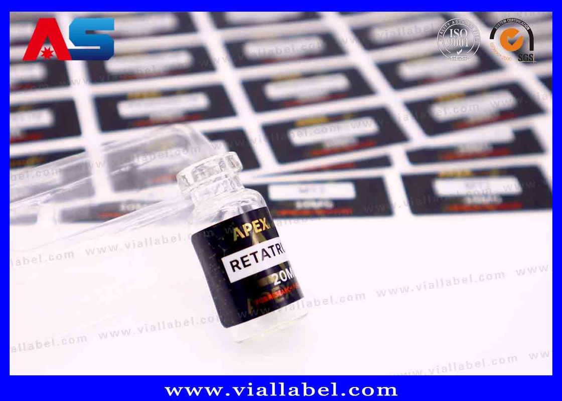 Etiqueta de botella pequeña de película de perla blanca para pegatinas de aceites inyectables, impresión de pegatinas de viales de HCG con logotipo personalizado