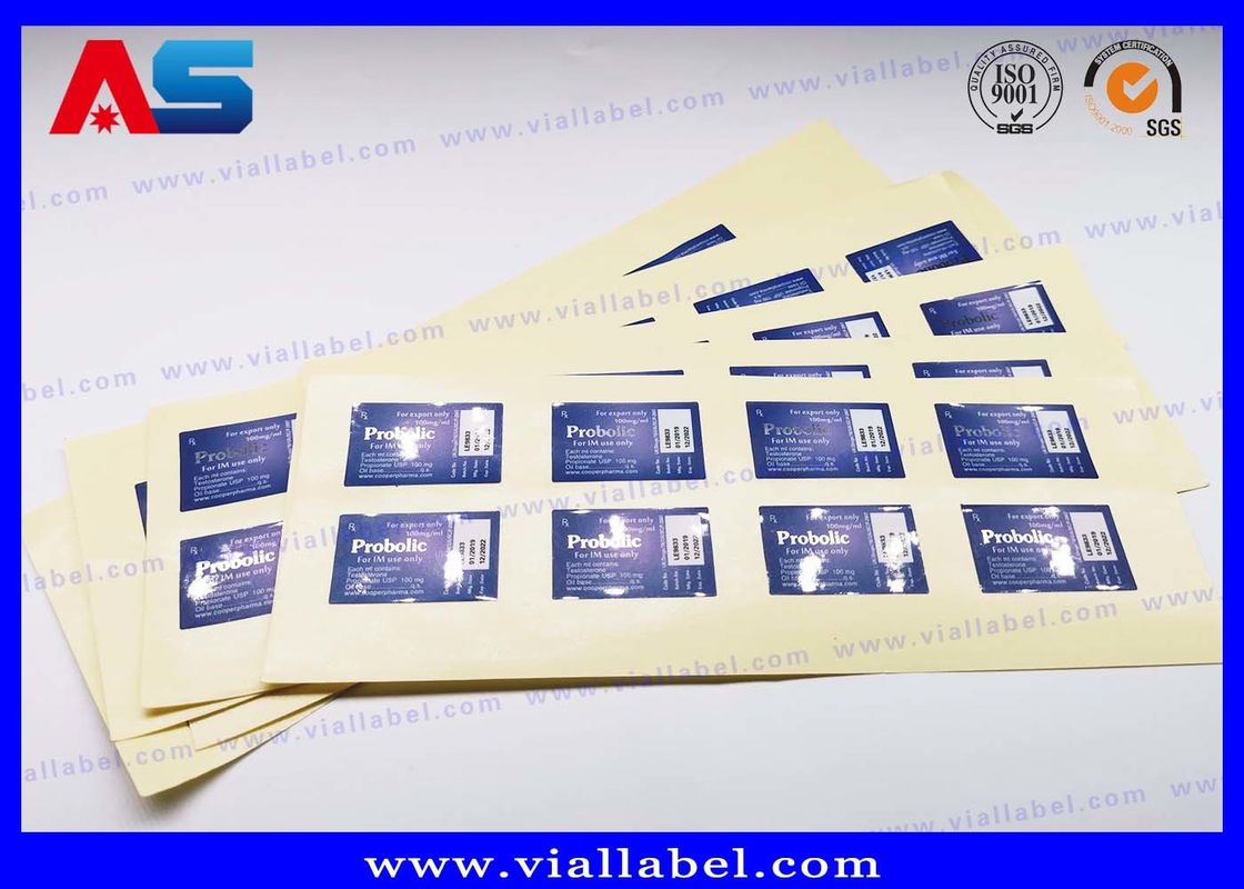 Etiquetas de botellas de péptidos de oro / plata 5ml Impresión de etiquetas de botellas de péptidos de oro / plata Fabricante de etiquetas de vial de laminación para productos farmacéuticos