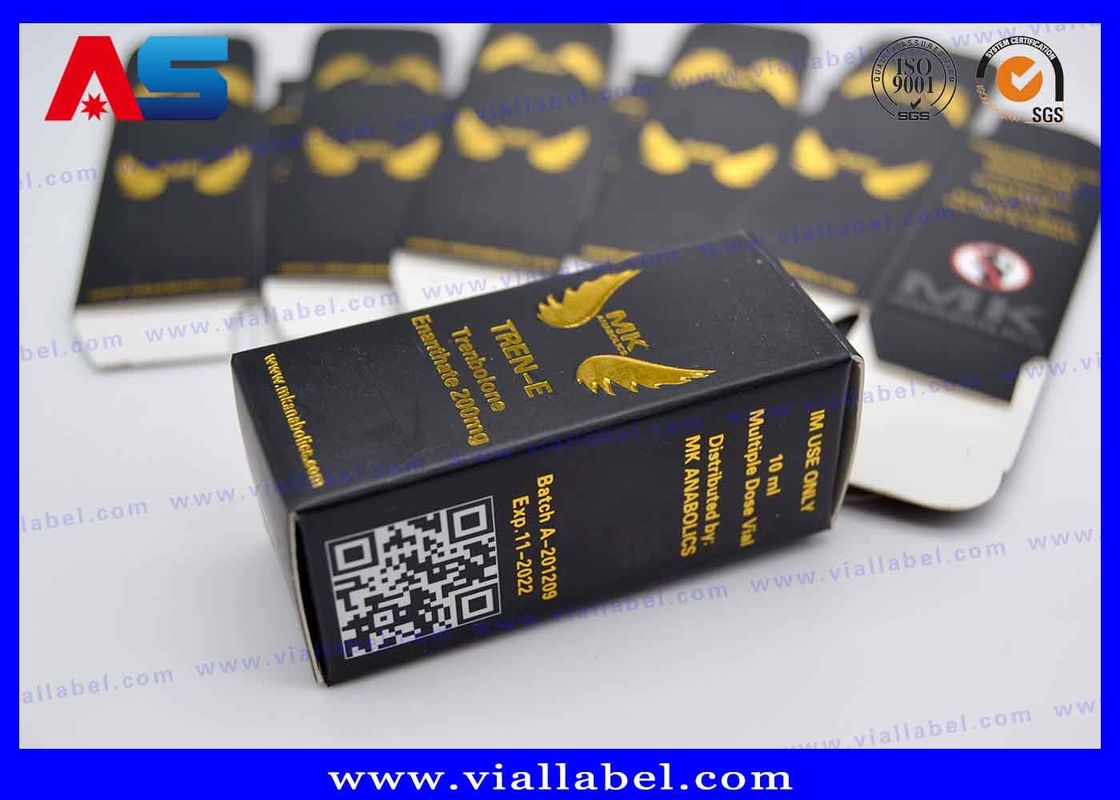 Cajas de botellas MK Pharmaceutical de 10 ml con logotipo grabado en papel de oro Cajas para viales pequeños