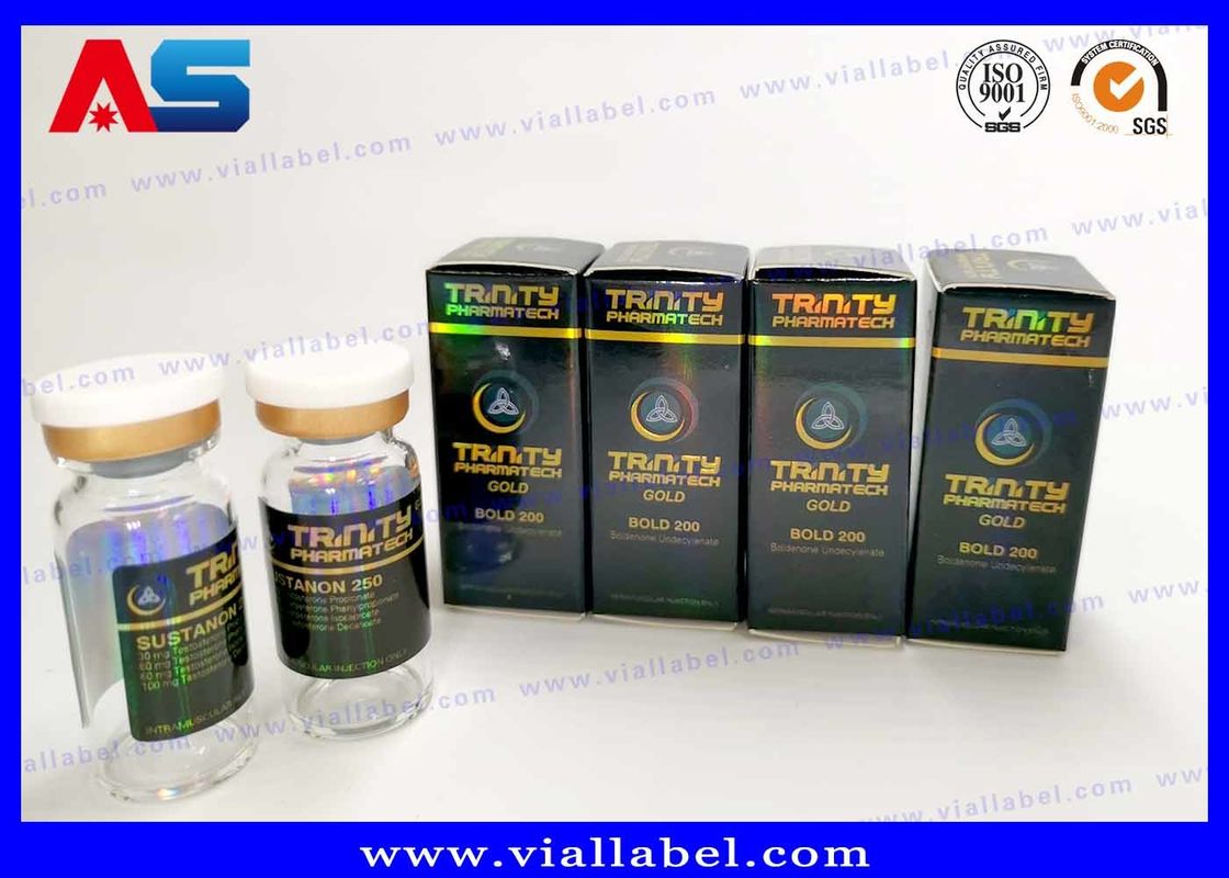 Cajas y etiquetas de botellas pequeñas de laboratorio de color Panton con holograma láser para embalaje de culturismo